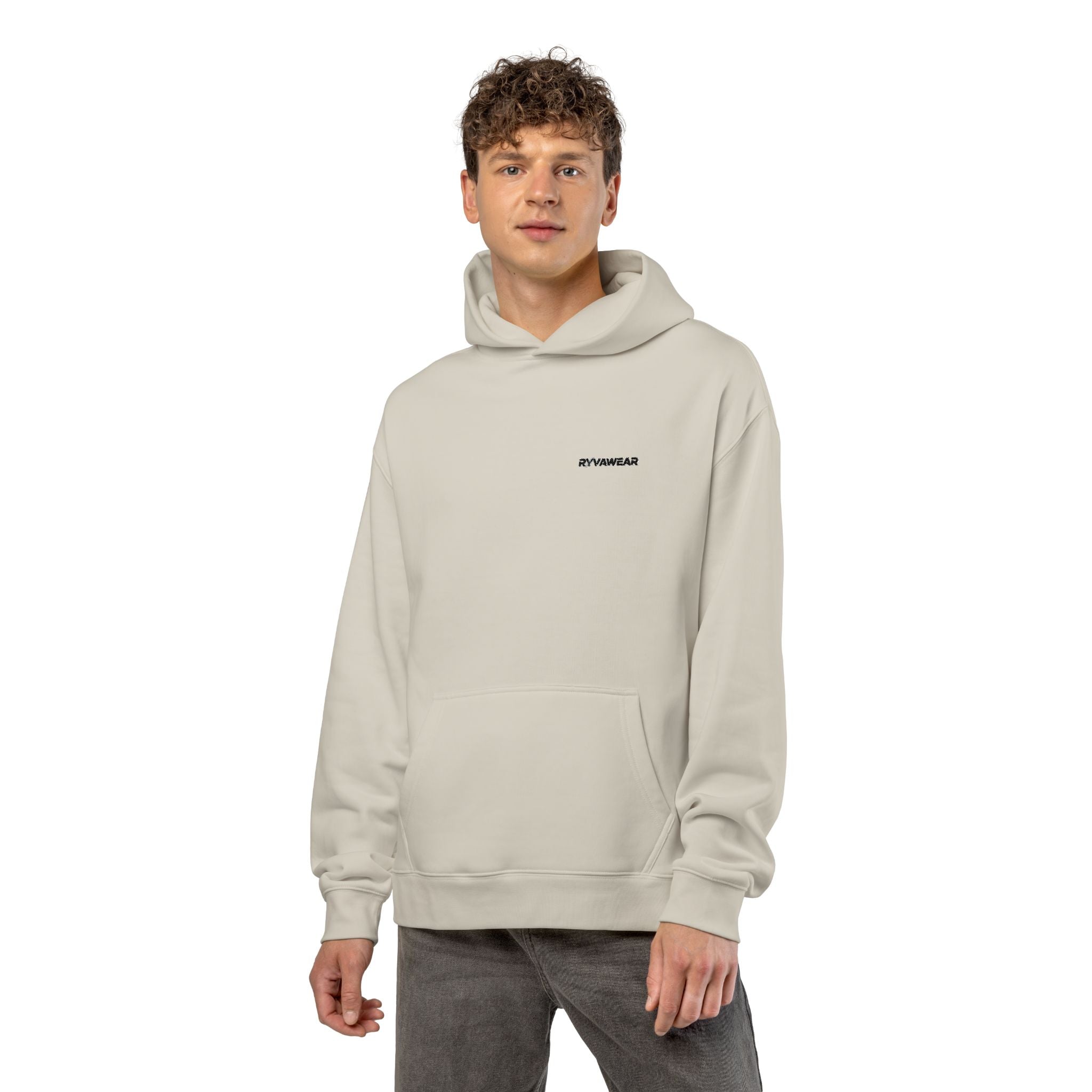 Relaxed Hoodie — Minimal White Pocket Patch Hoodie