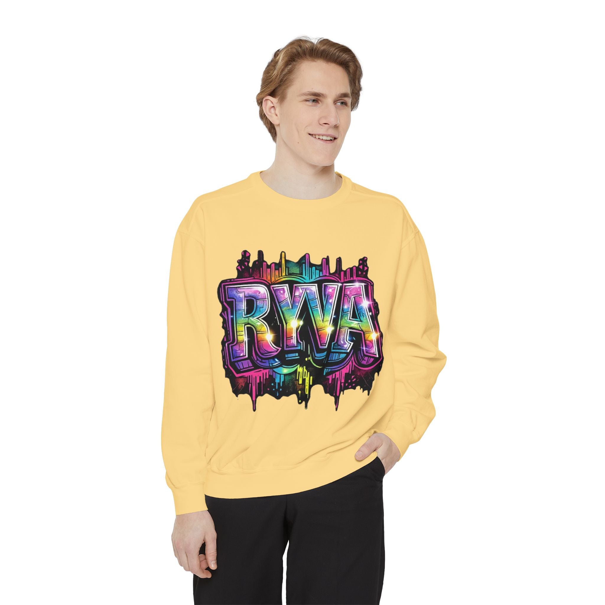RVA Rainbow Graffiti Sweatshirt — Vibrant Richmond City Pullover