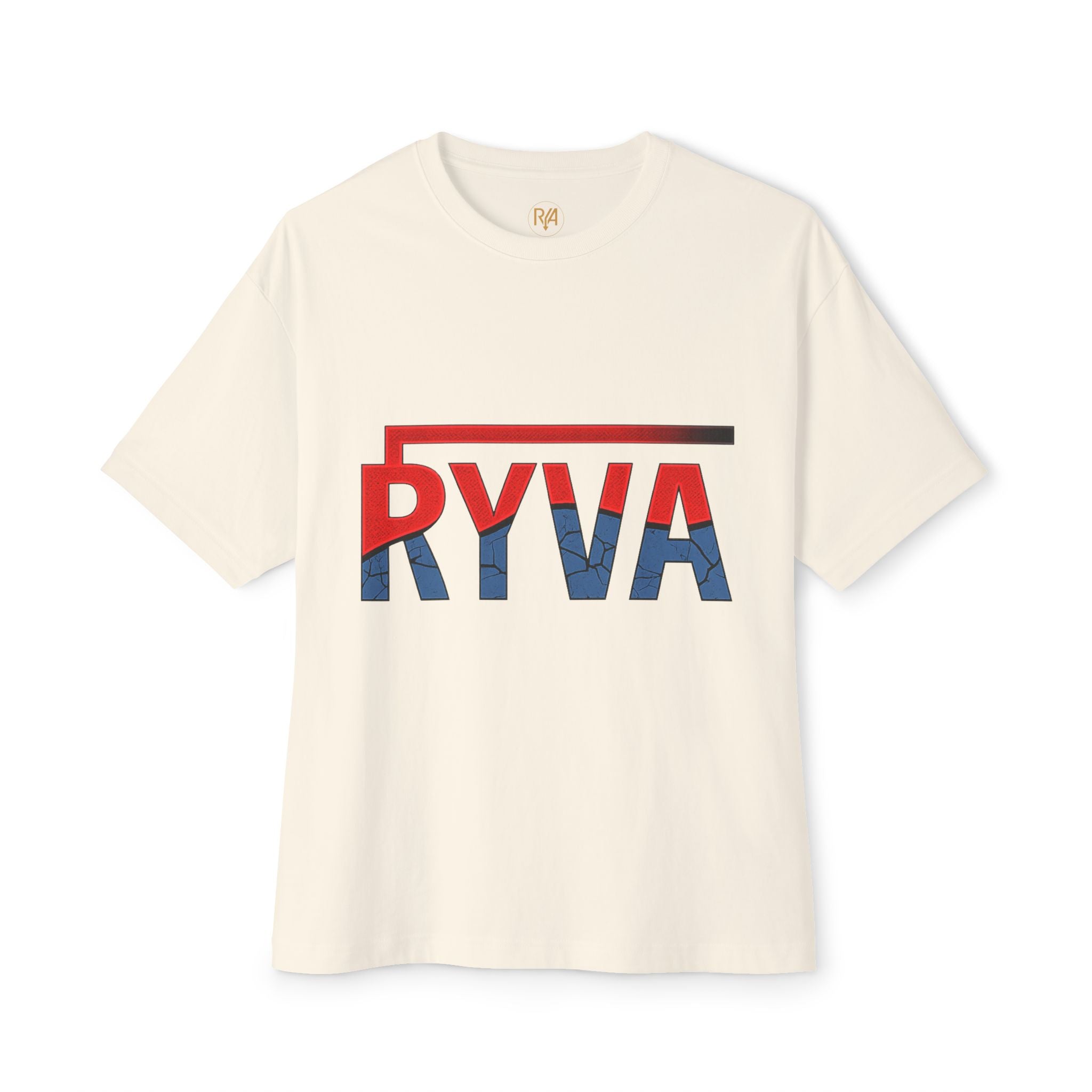 RYVA Graphic Tee — Vintage Red & Blue Logo Boxy Shirt