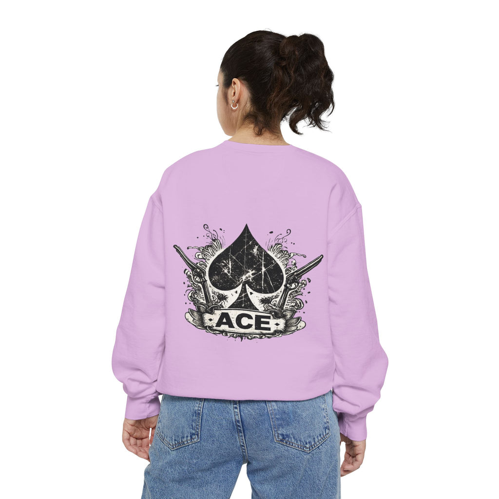 Ace Spade Sweatshirt — Distressed Playing Card Logo Crewneck