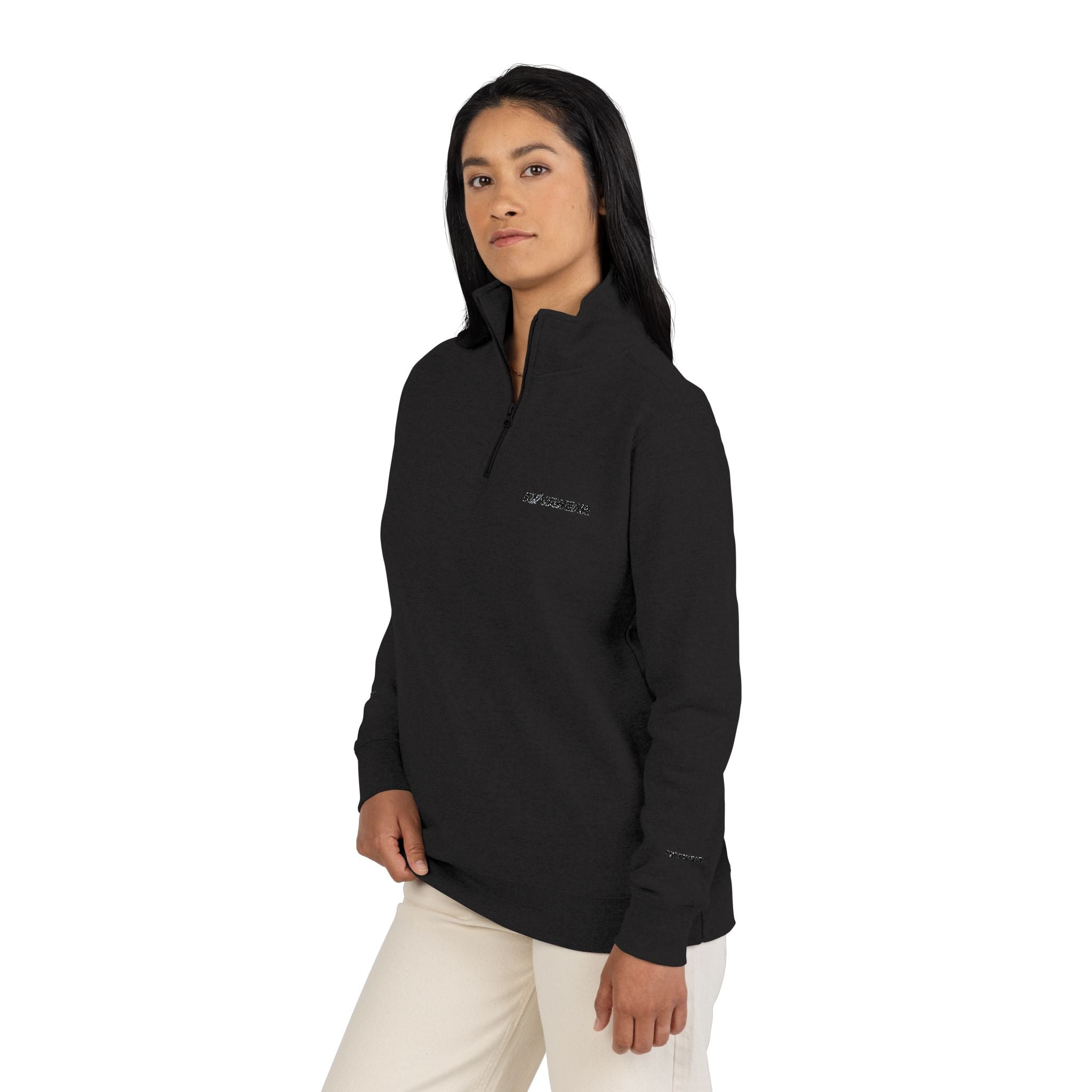 Embroidered Fleece Pullover – Minimal Logo Quarter-Zip Sweatshirt