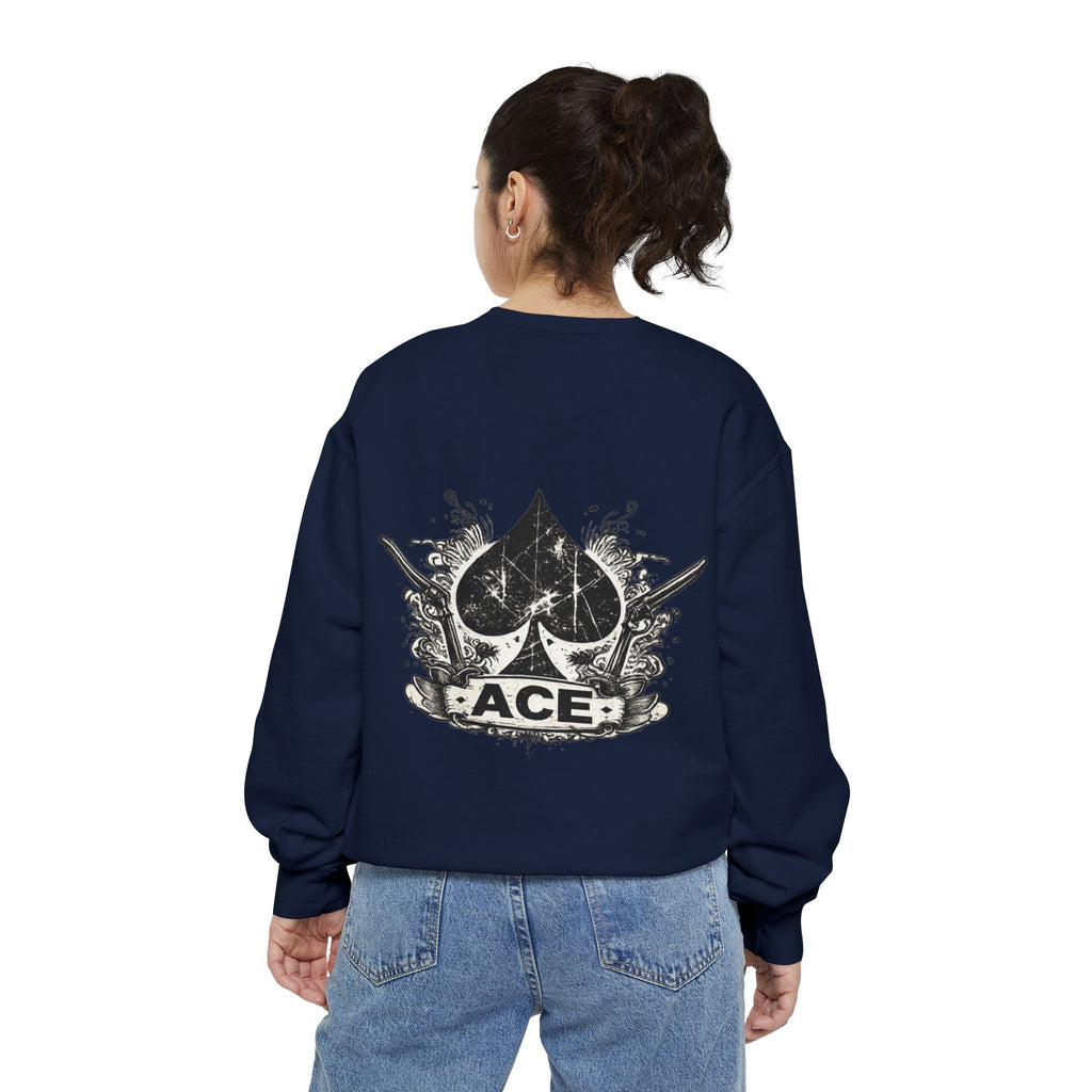 Ace Spade Sweatshirt — Distressed Playing Card Logo Crewneck