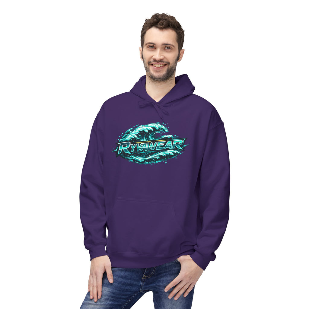 Hoodie — Retro Teal 'Rivestar' Surf Wave Logo Pullover