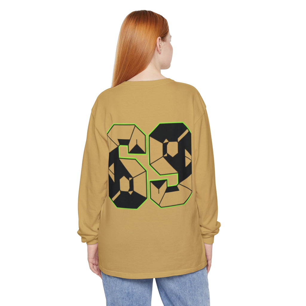 69 Graphic Long Sleeve Tee — Geometric Number Back Print