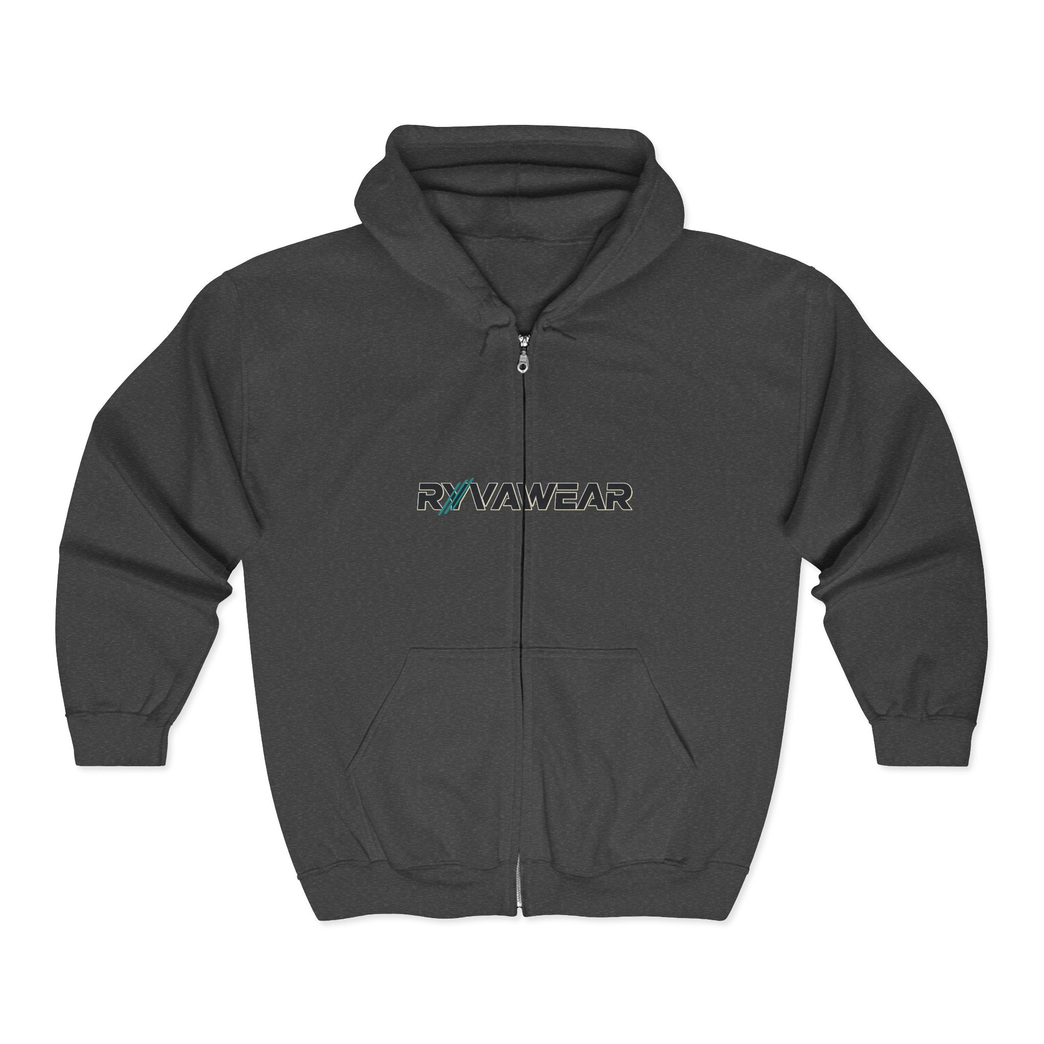RyvaWear Logo Zip Hoodie — Black Full-Zip Hooded Sweatshirt