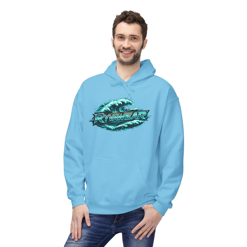 Hoodie — Retro Teal 'Rivestar' Surf Wave Logo Pullover