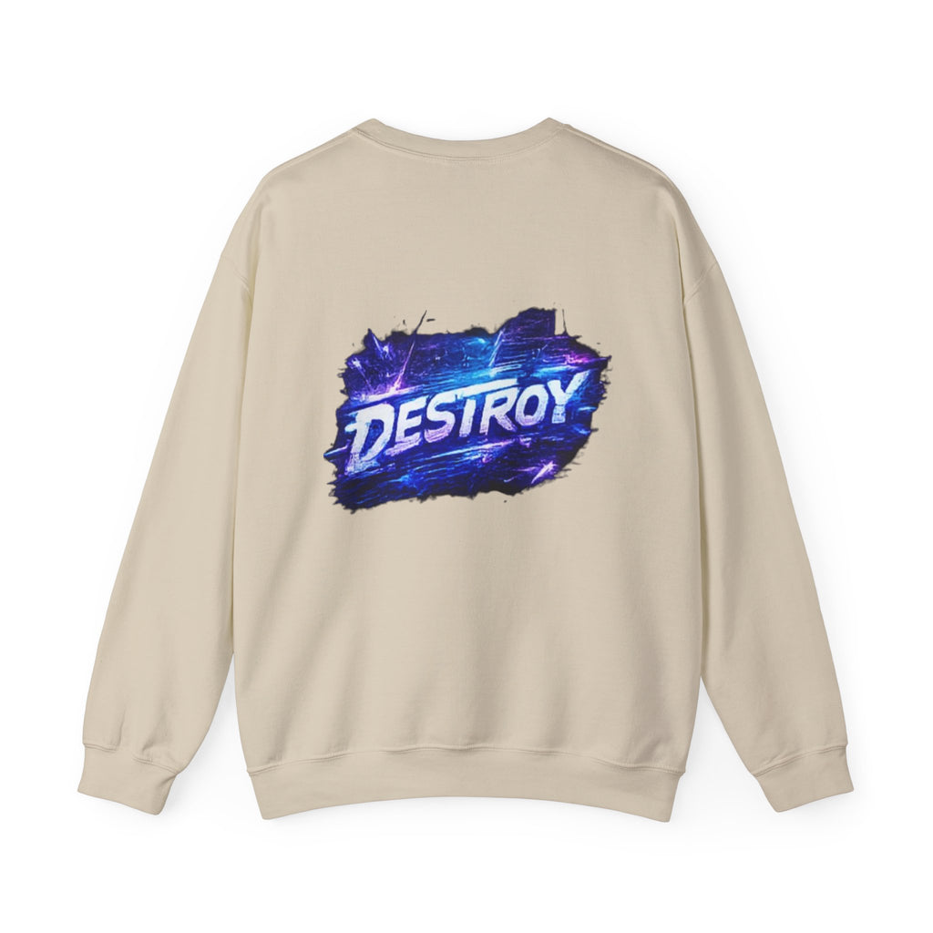 Destroy Graphic Crewneck Sweatshirt — Cosmic Brushstroke Logo