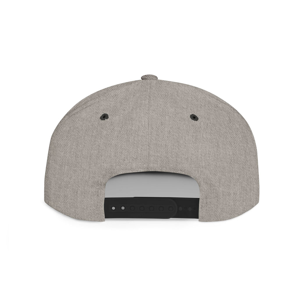 White Flat Bill Snapback Hat with Minimal Text Patch - 'RYVANTAR'