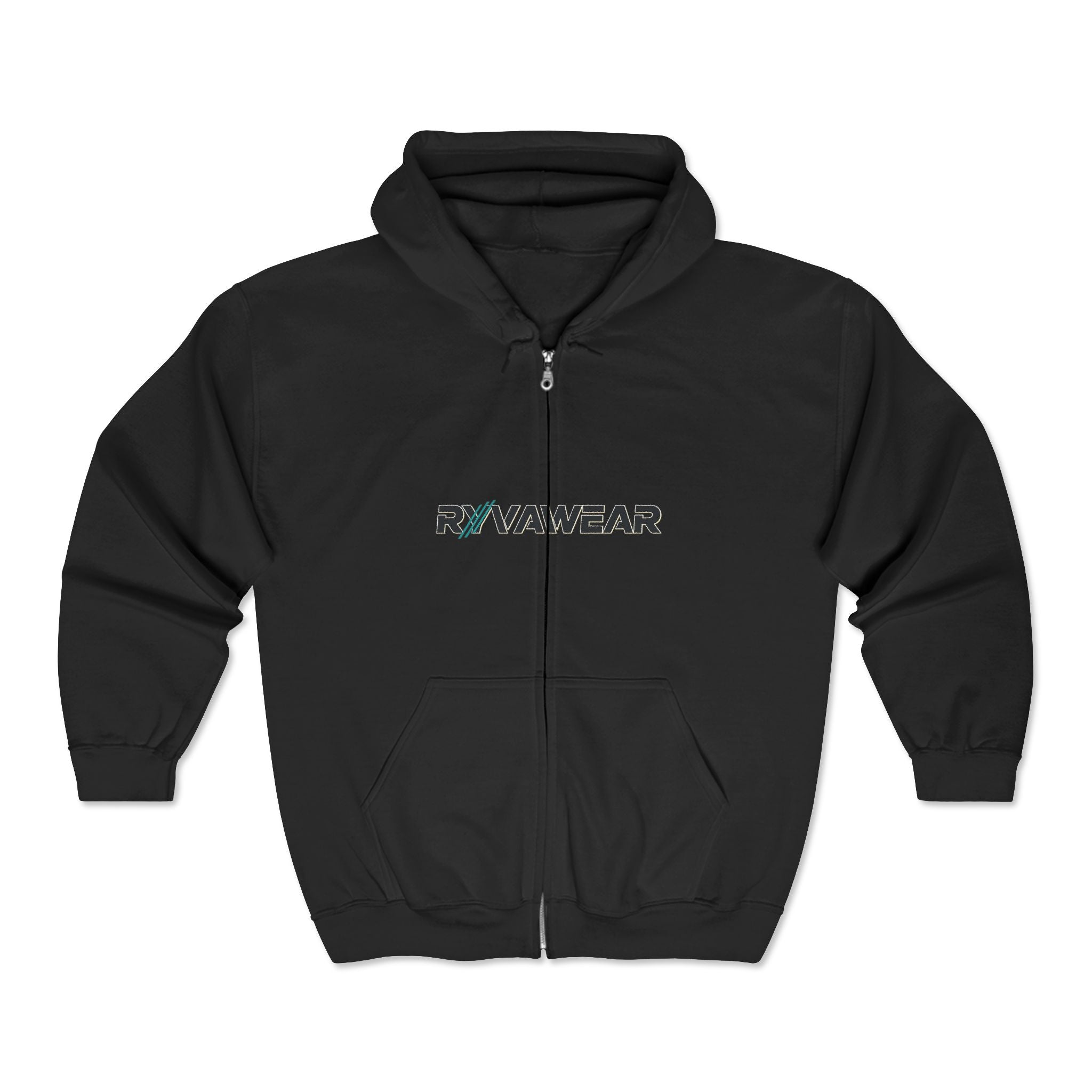 RyvaWear Logo Zip Hoodie — Black Full-Zip Hooded Sweatshirt