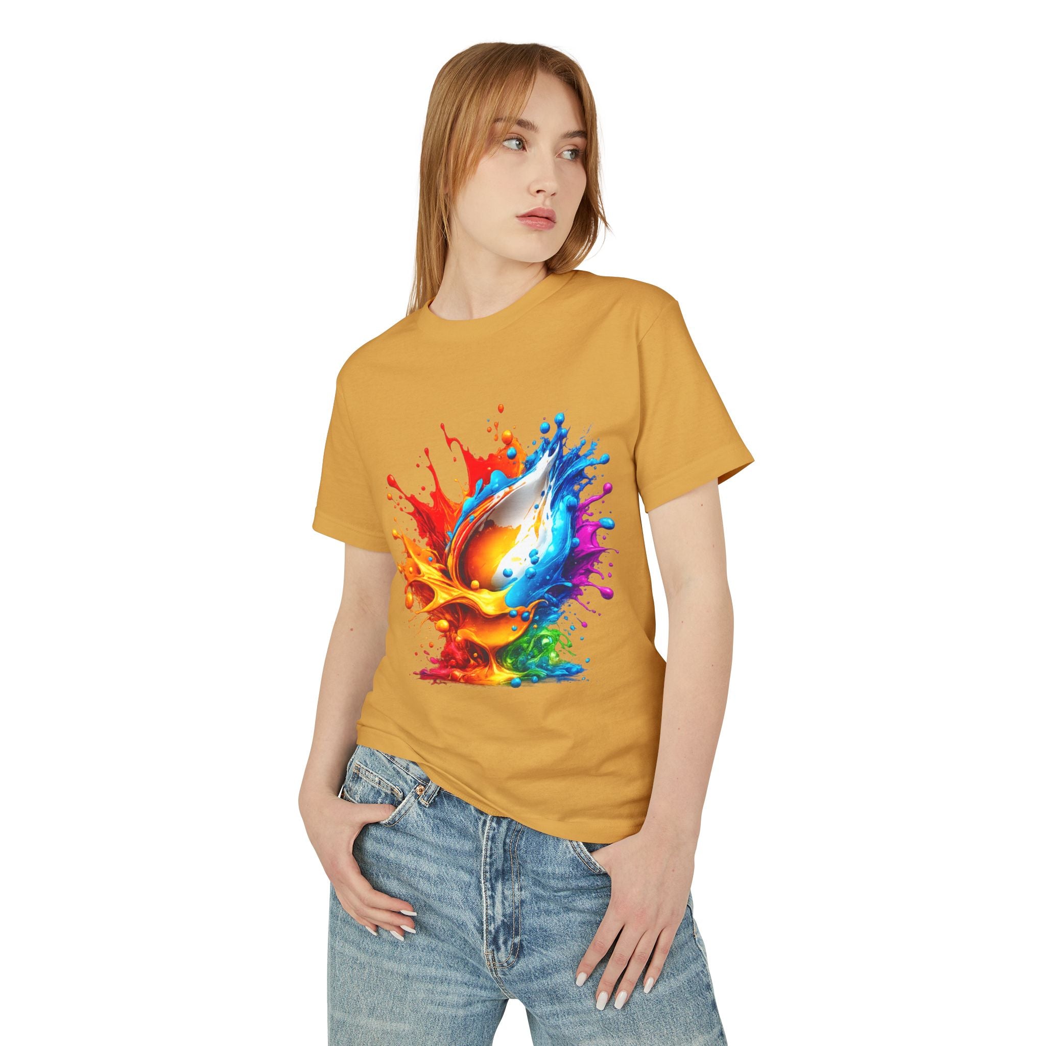 Color Splash Dove T-Shirt — Vibrant Rainbow Paint Splash Tee