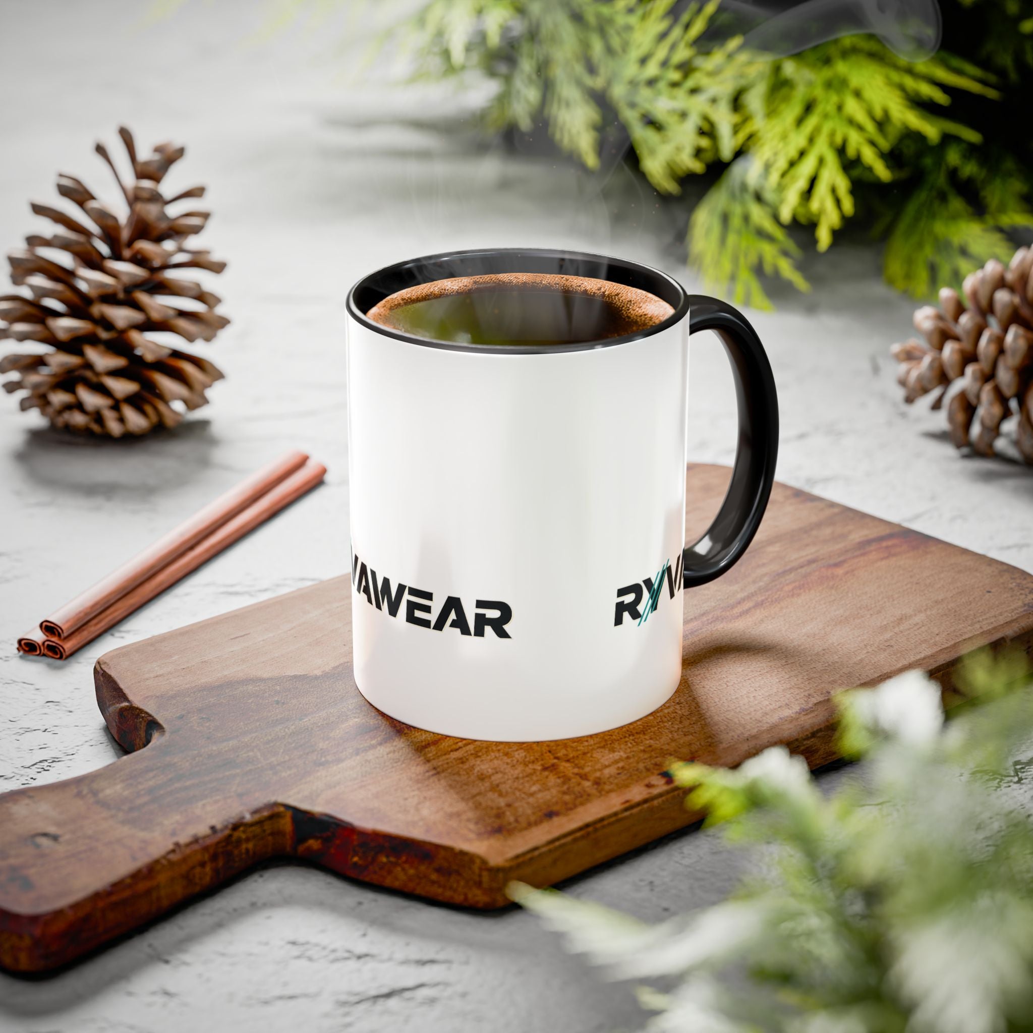 RyvaWear Logo Coffee Mug (11oz & 15oz) - Branded Ceramic Mug with Black Handle & Interior