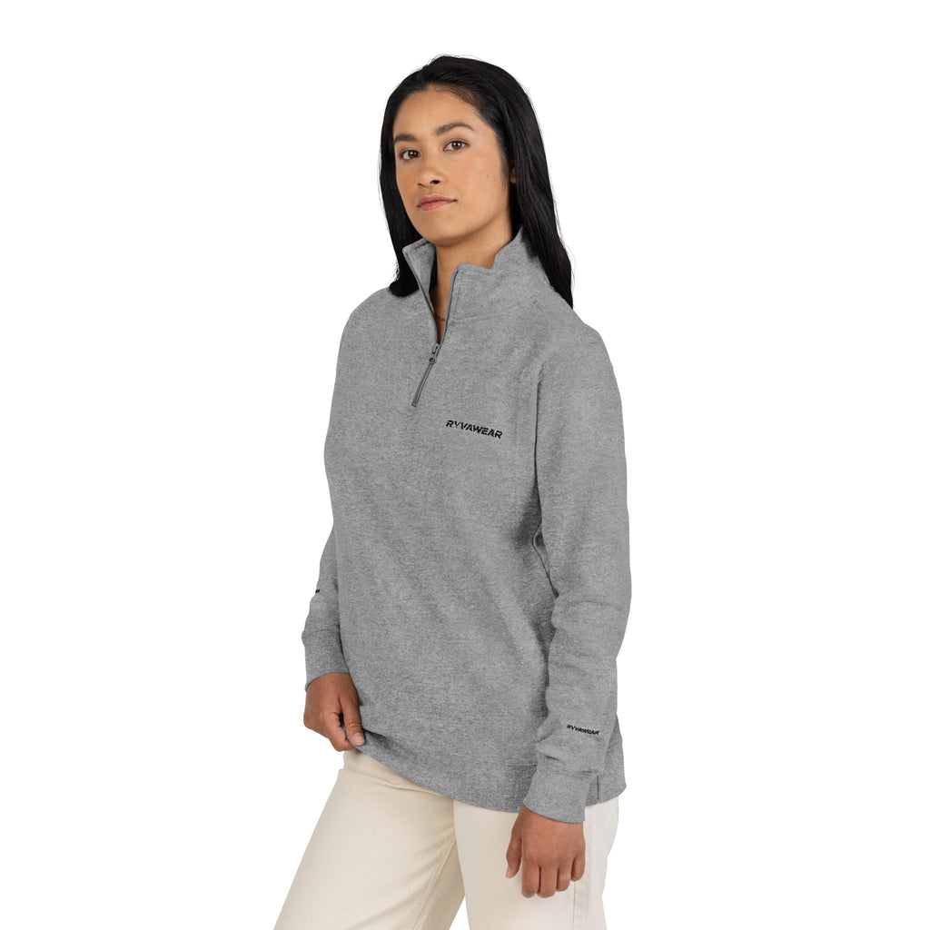 Embroidered Fleece Pullover – Minimal Logo Quarter-Zip Sweatshirt