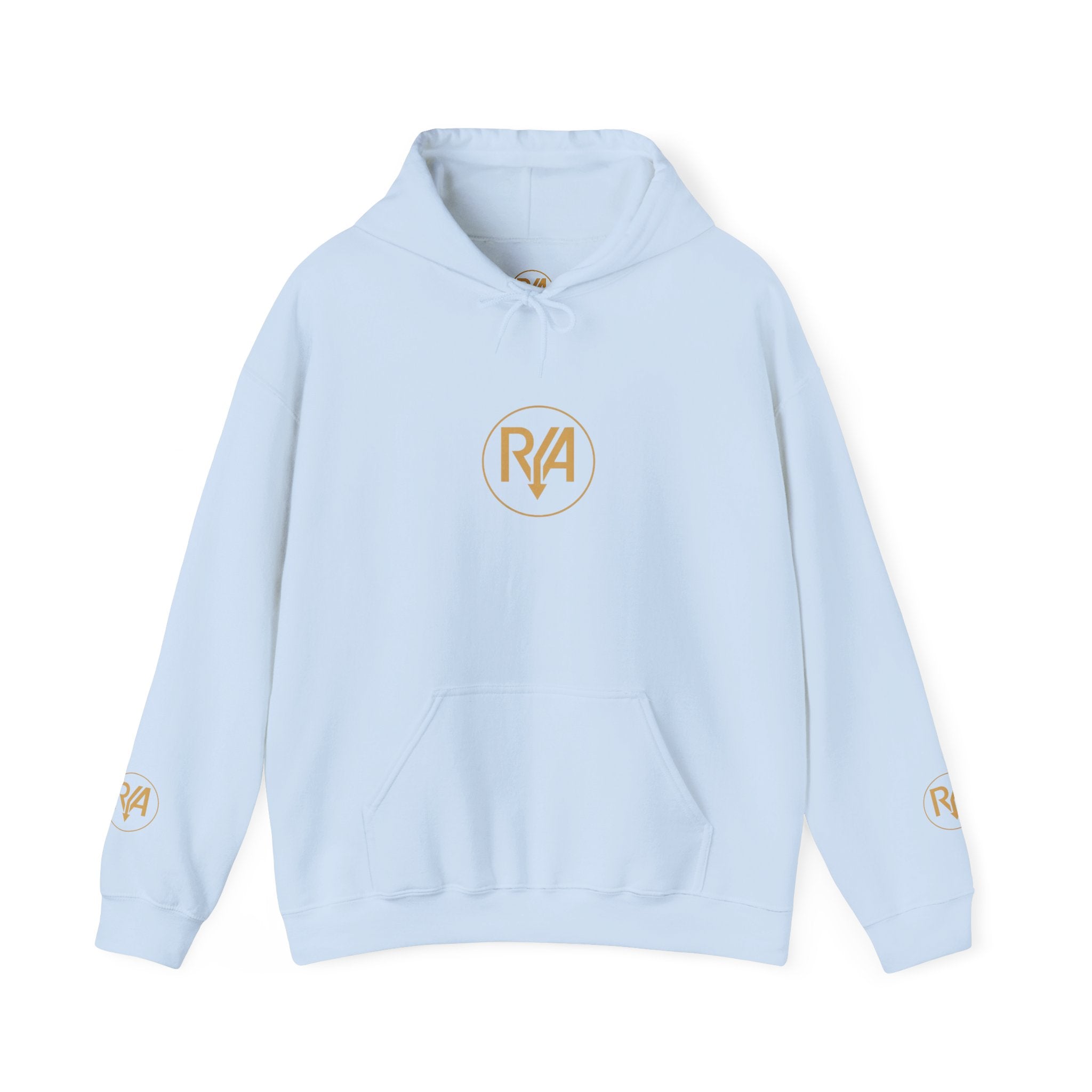 Love Graphic Hoodie — Minimal White Pullover with Gold Logo