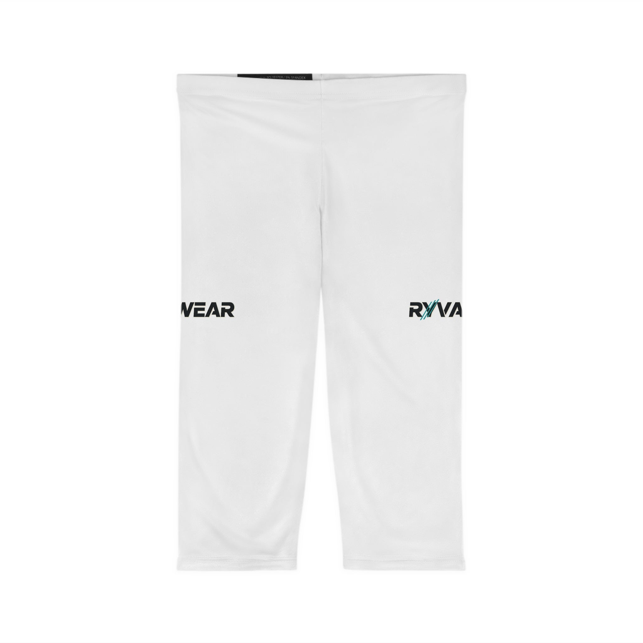 RVVAV Wear White Capri Leggings — Minimal Logo Activewear for Women