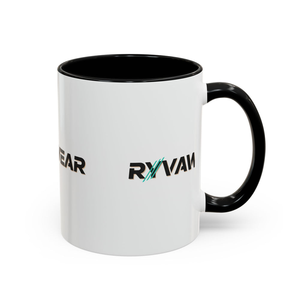 RyvaWear Logo Accent Coffee Mug — Black-Trim Ceramic Coffee Cup (11/15oz)