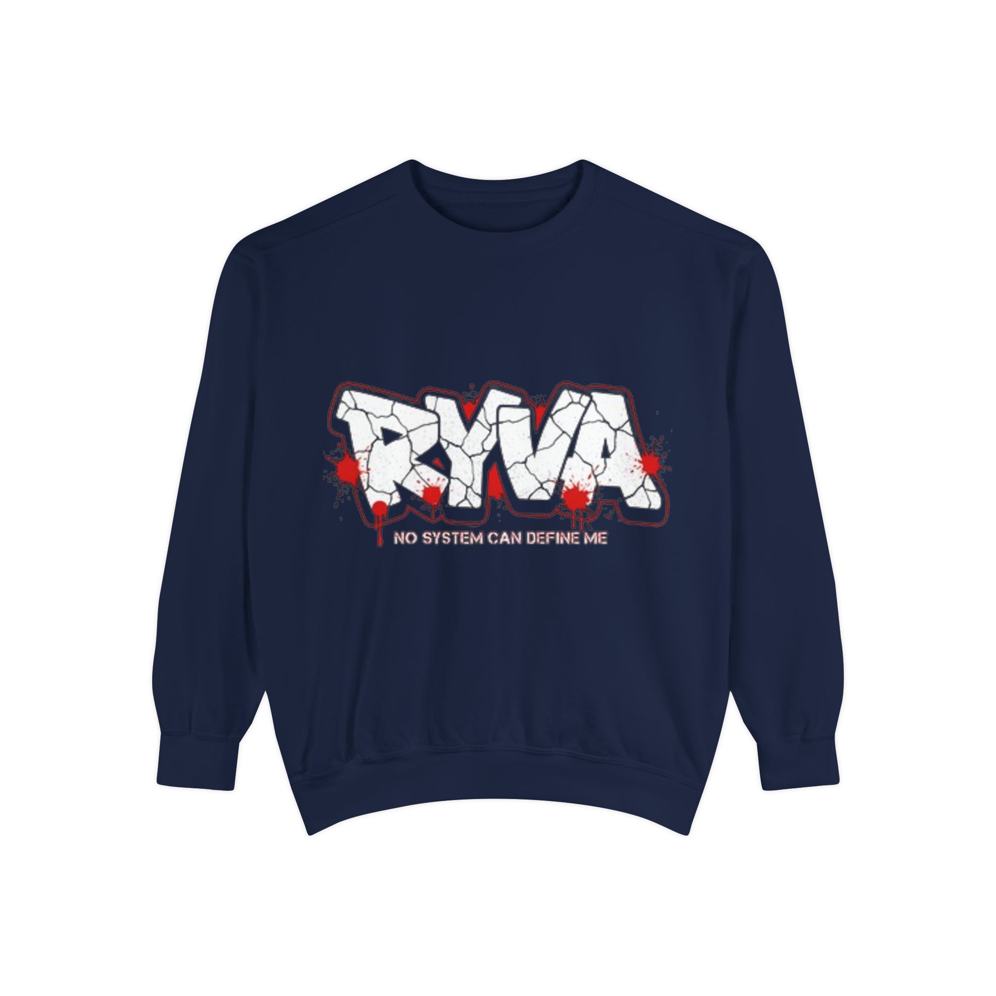 Sweatshirt — 'ROAR' Graphic Sweatshirt with Red Paint Splatter, "No Weapons Can Define Me"