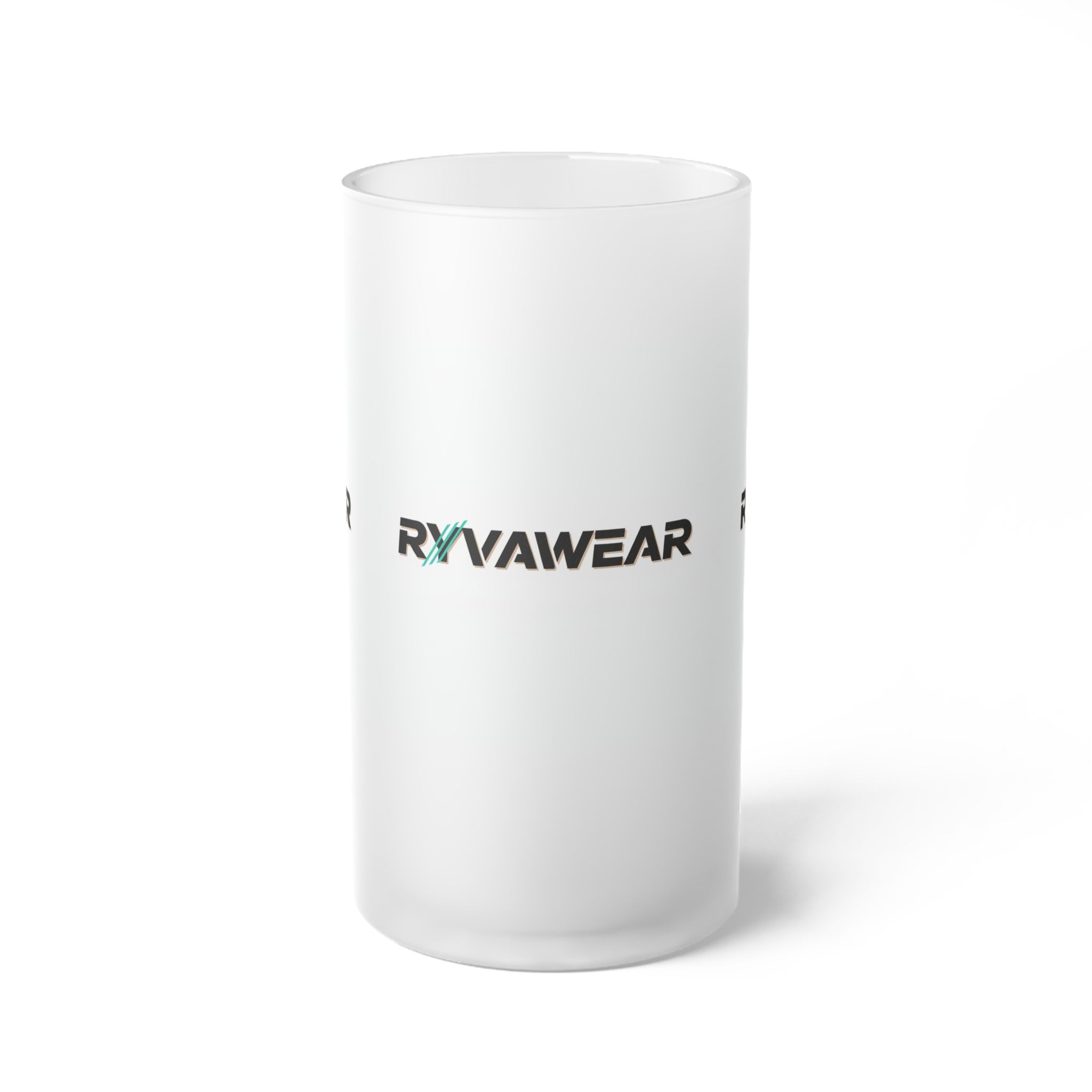Frosted Glass Beer Mug — RYVAWEAR Logo Frosted Beer Stein for Home Bar & Gifts