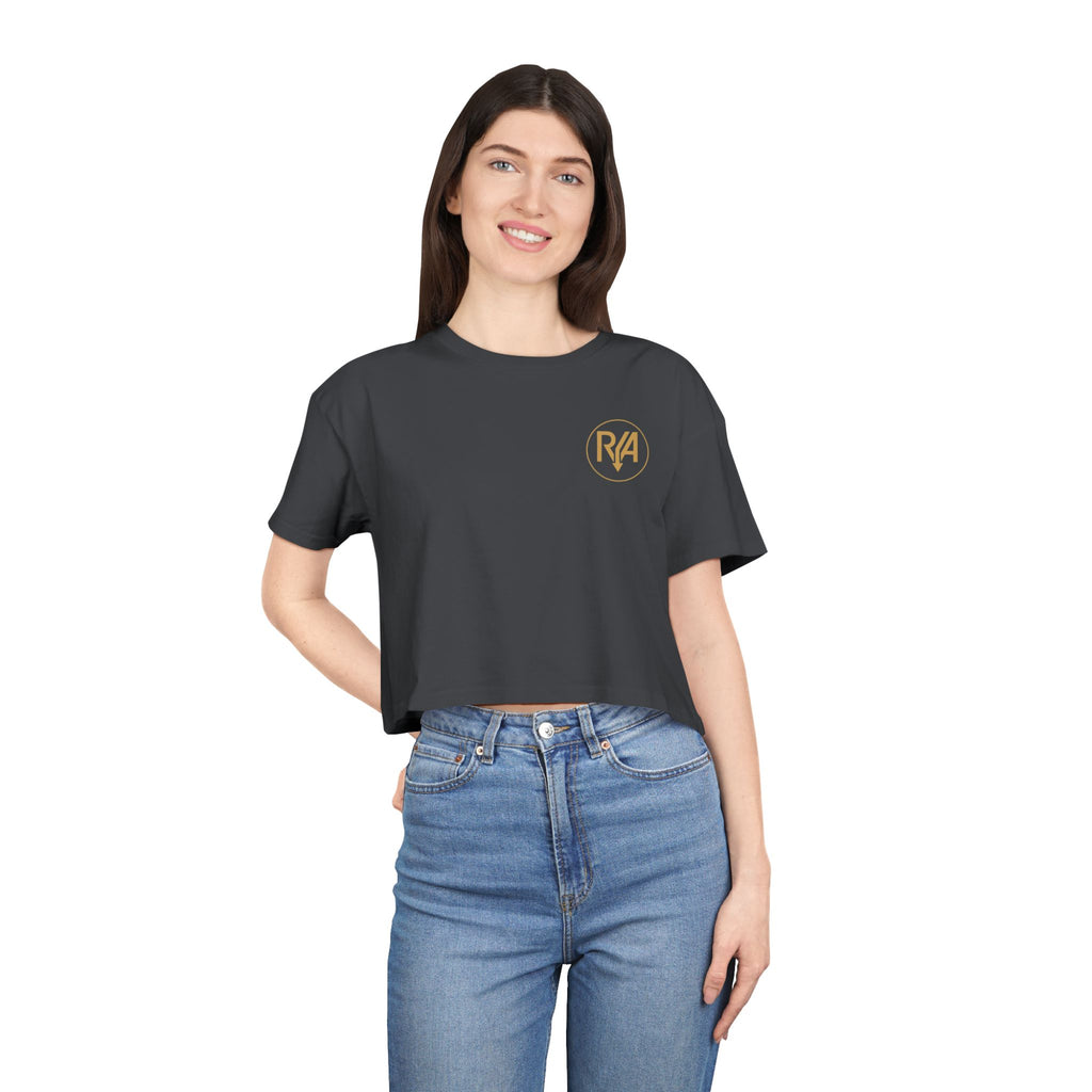 Crop Tee — Minimal Gold R/A Logo Women's Cropped T-Shirt