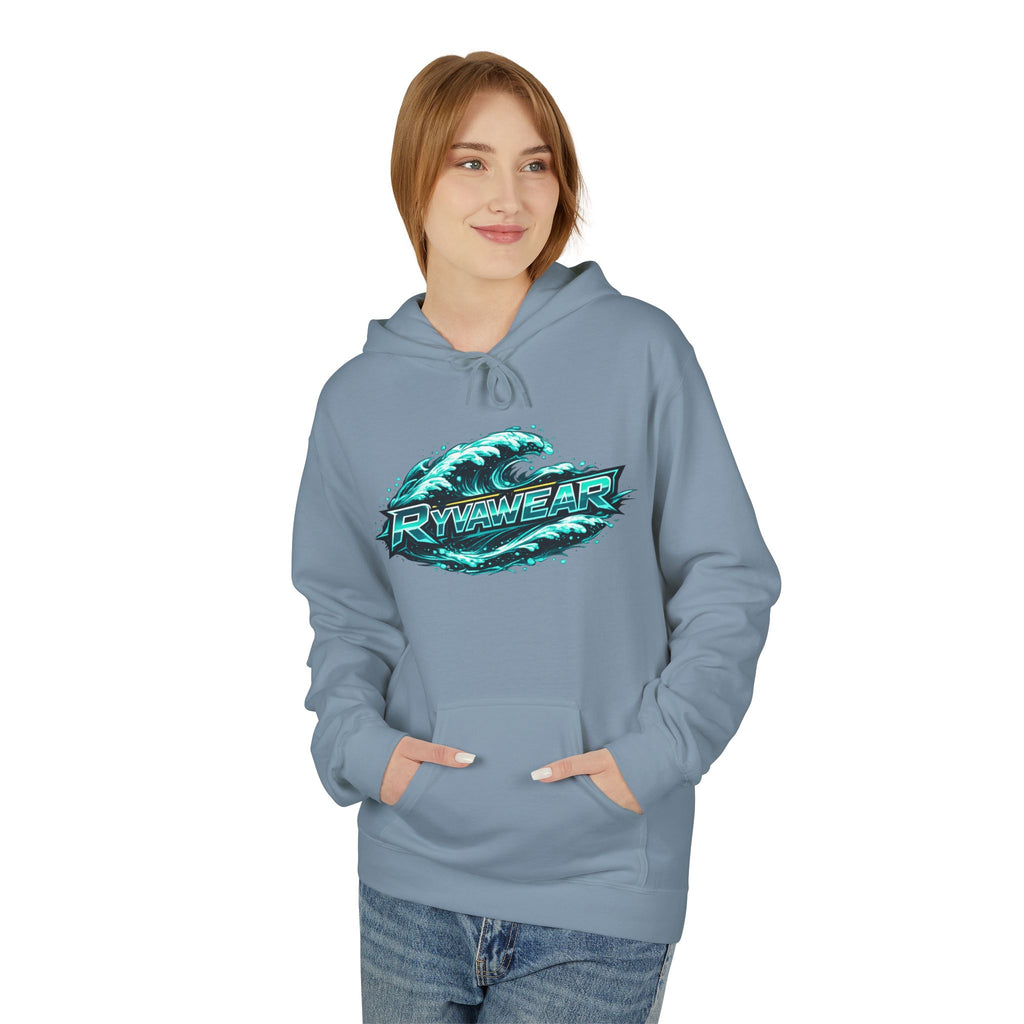 Hoodie — Retro Teal 'Rivestar' Surf Wave Logo Pullover