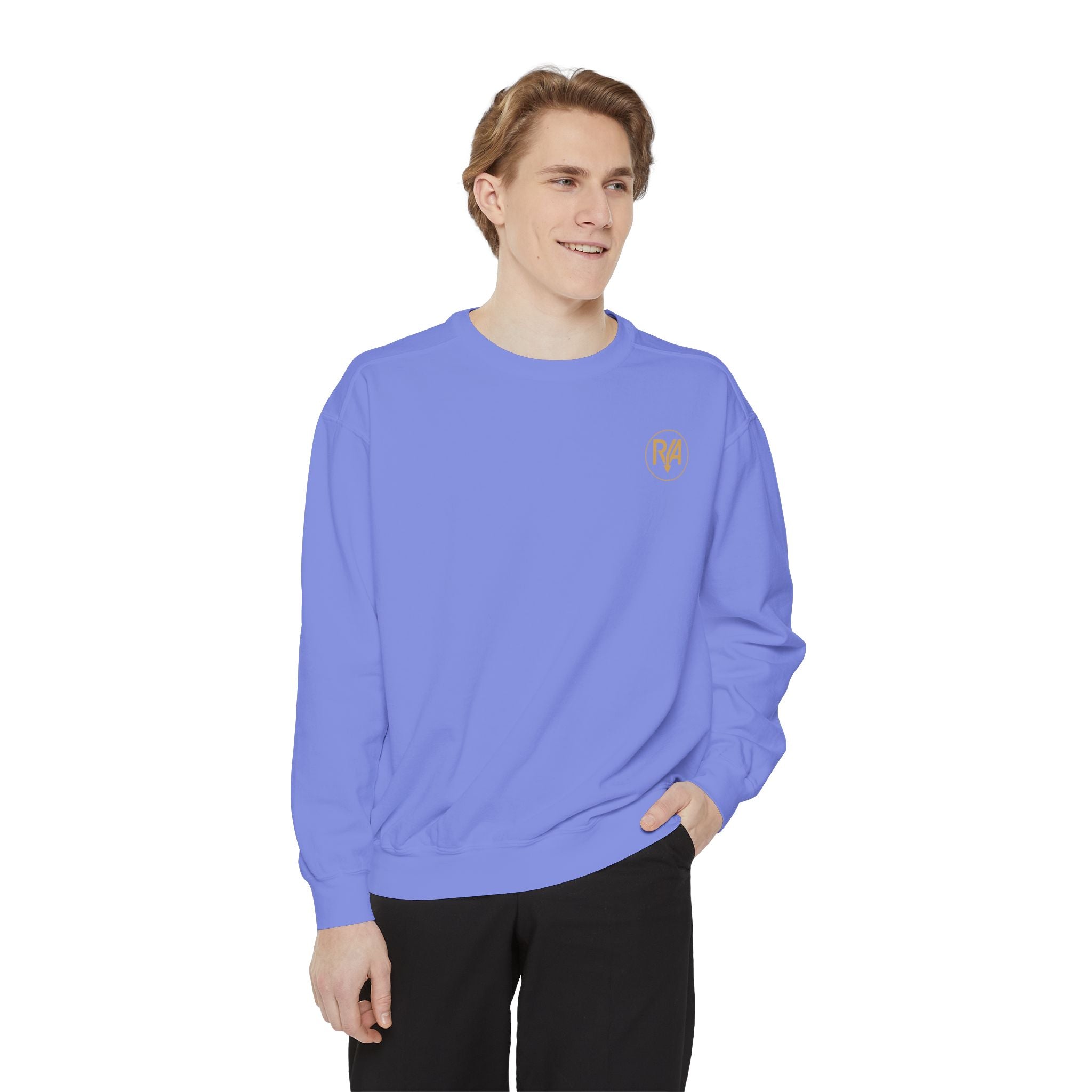 Minimal Monogram Sweatshirt — R14 Chest Logo Crewneck