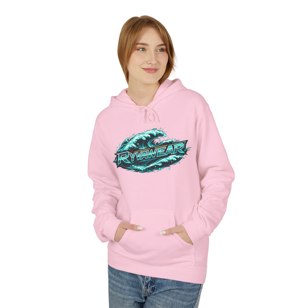 Hoodie — Retro Teal 'Rivestar' Surf Wave Logo Pullover