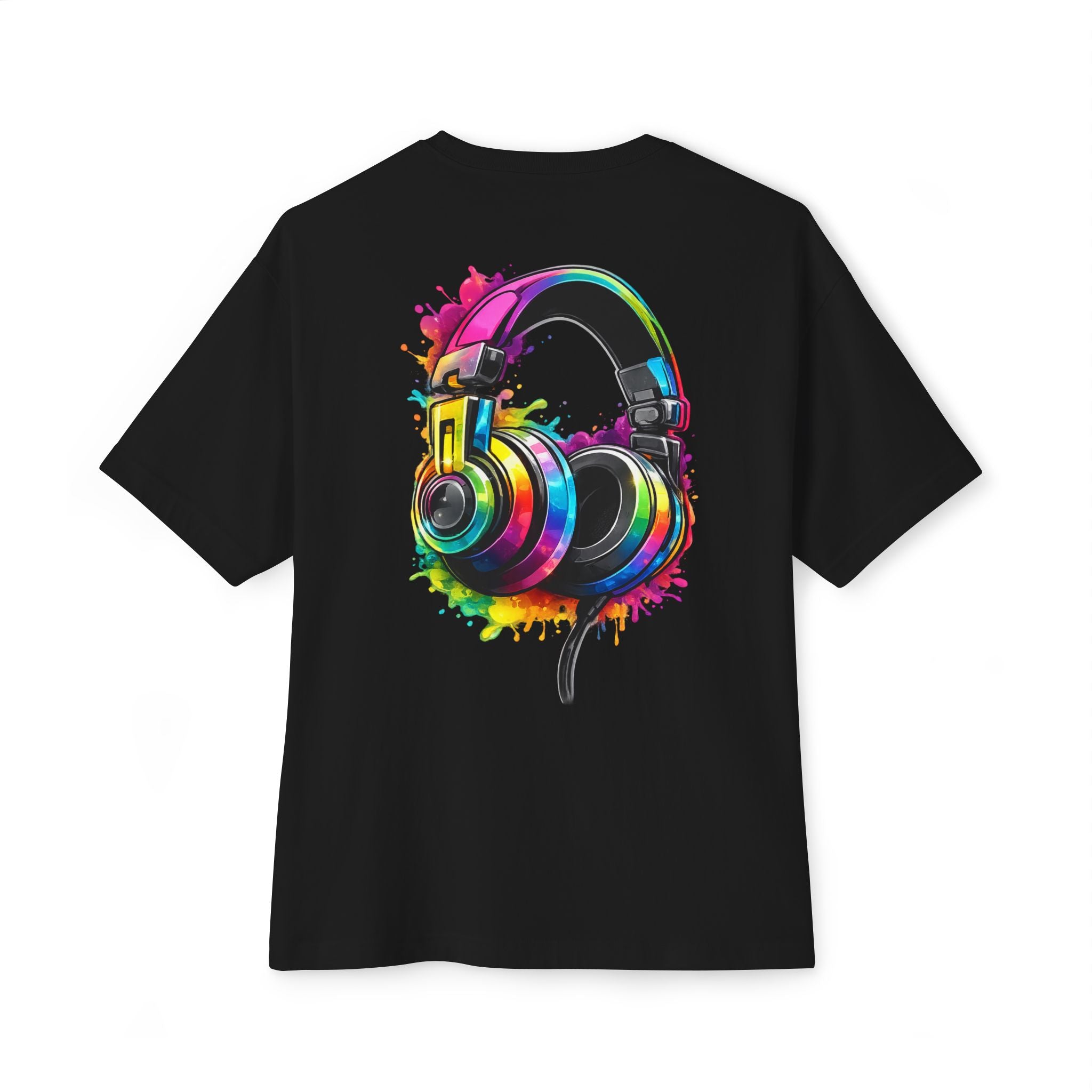 Headphones Graphic Tee - Colorful Splash DJ Music T-Shirt